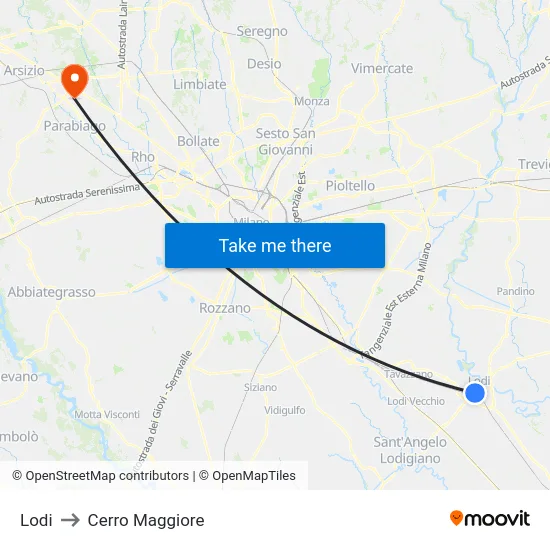 Lodi to Cerro Maggiore map