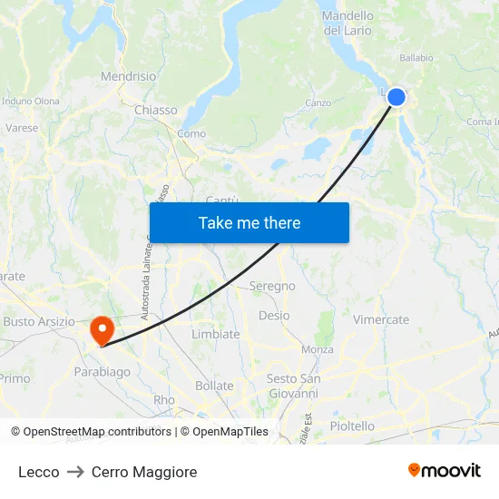 Lecco to Cerro Maggiore map