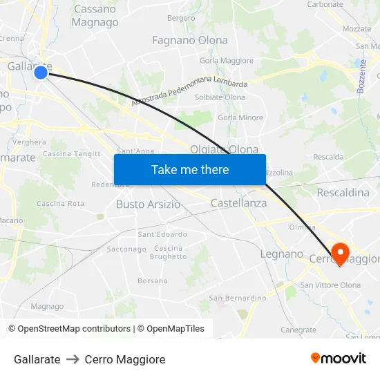 Gallarate to Cerro Maggiore map