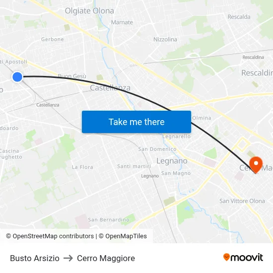 Busto Arsizio to Cerro Maggiore map