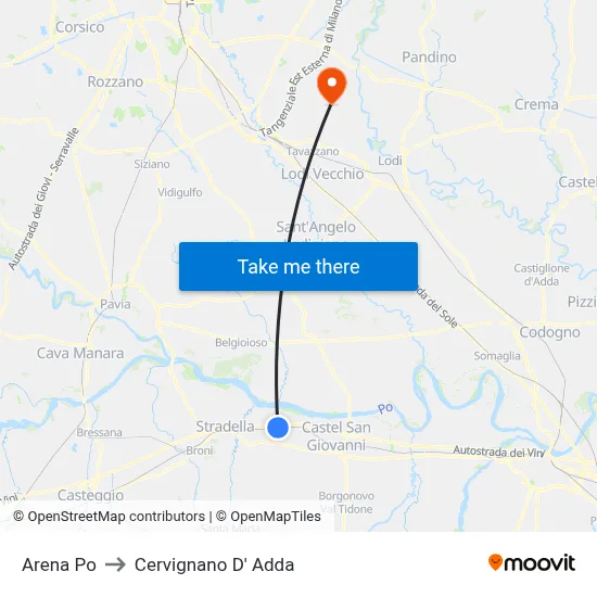 Arena Po to Cervignano d'Adda map