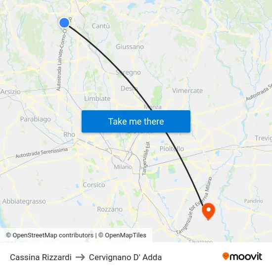 Cassina Rizzardi to Cervignano d'Adda map