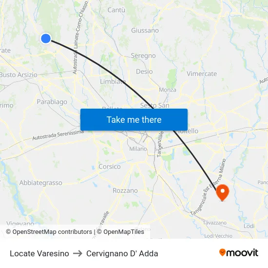 Locate Varesino to Cervignano D' Adda map
