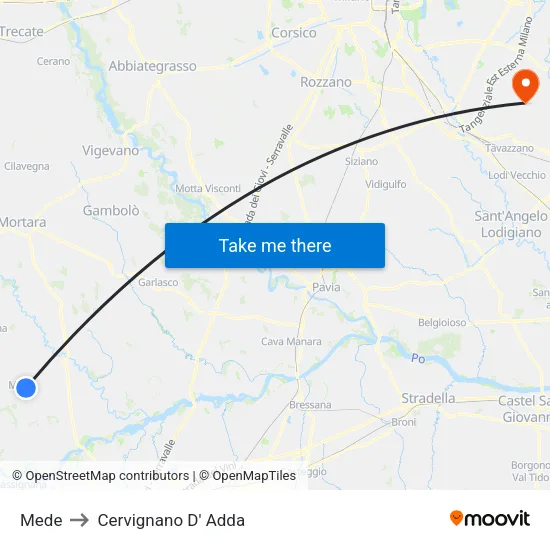 Mede to Cervignano D' Adda map