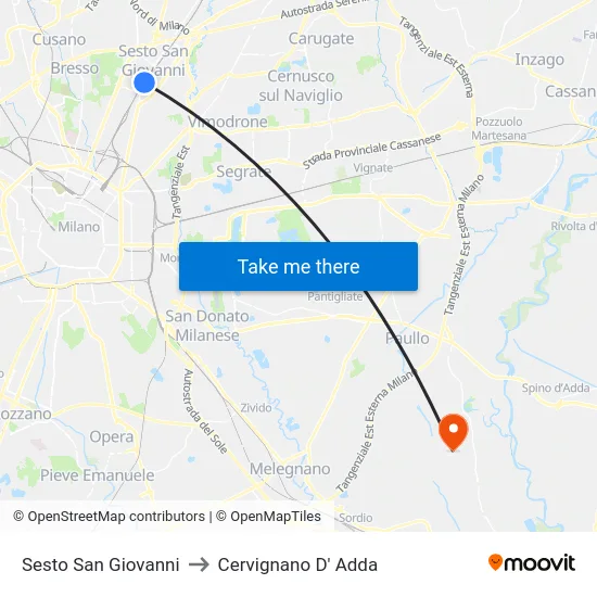 Sesto San Giovanni to Cervignano D' Adda map