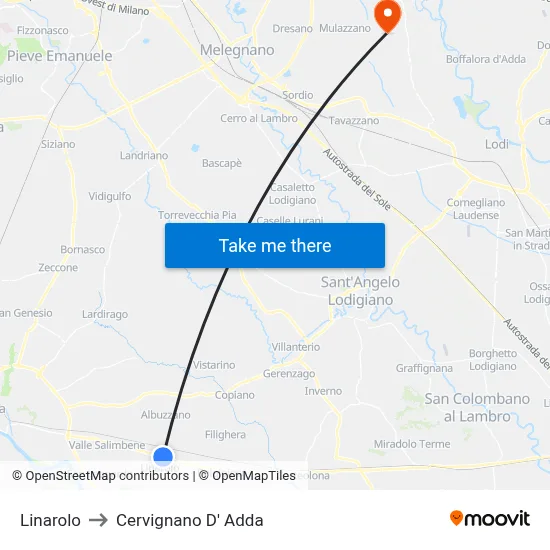 Linarolo to Cervignano d'Adda map
