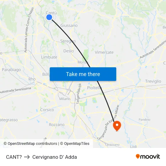 CANT? to Cervignano D' Adda map