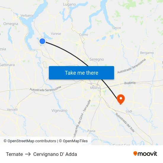 Ternate to Cervignano D' Adda map