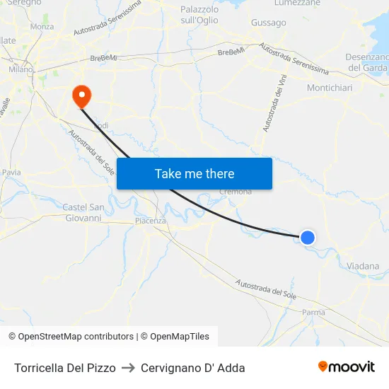 Torricella Del Pizzo to Cervignano d'Adda map