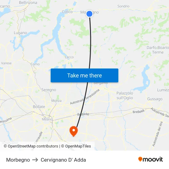 Morbegno to Cervignano D' Adda map