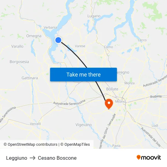 Leggiuno to Cesano Boscone map