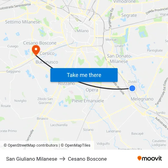 San Giuliano Milanese to Cesano Boscone map