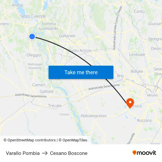 Varallo Pombia to Cesano Boscone map
