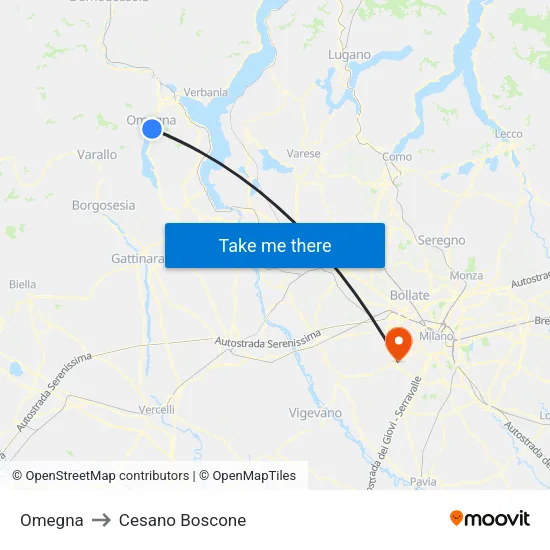 Omegna to Cesano Boscone map