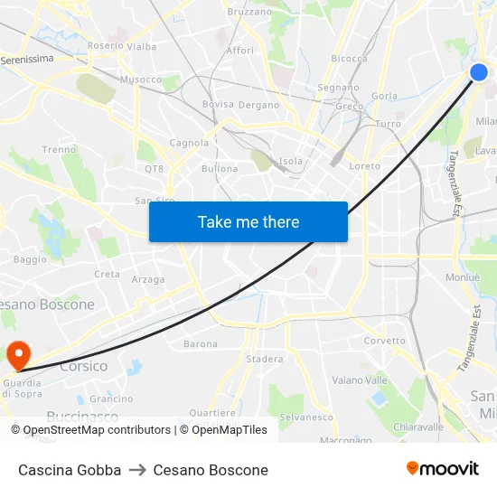 Cascina Gobba to Cesano Boscone map