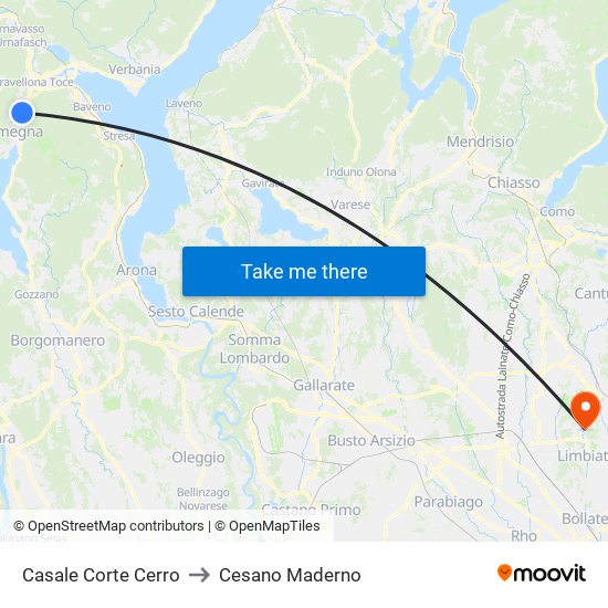 Casale Corte Cerro to Cesano Maderno map