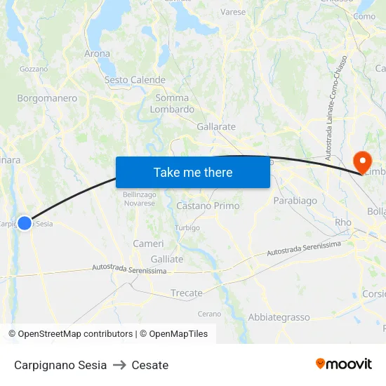 Carpignano Sesia to Cesate map
