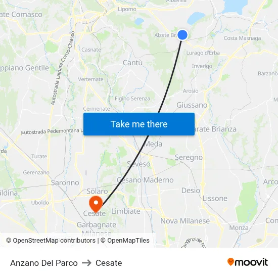 Anzano Del Parco to Cesate map