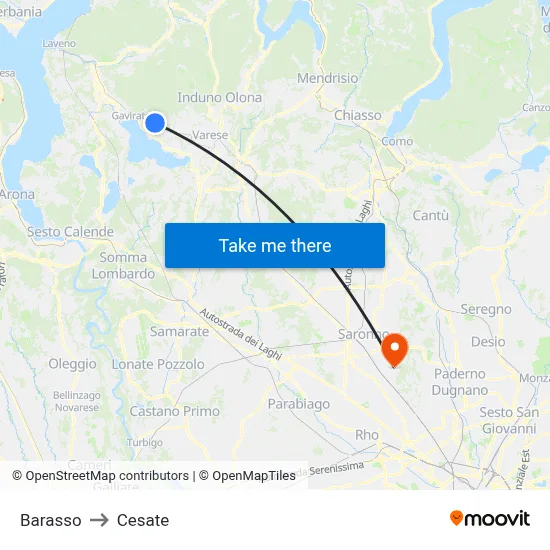 Barasso to Cesate map