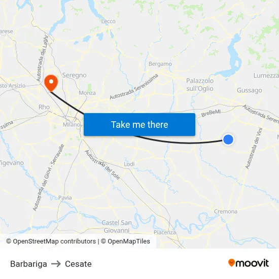 Barbariga to Cesate map