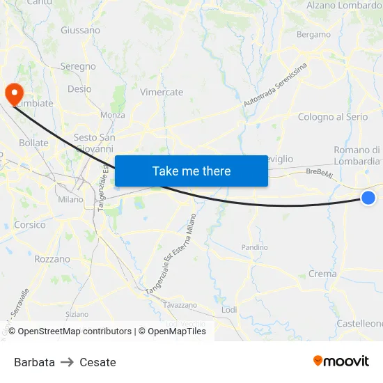 Barbata to Cesate map
