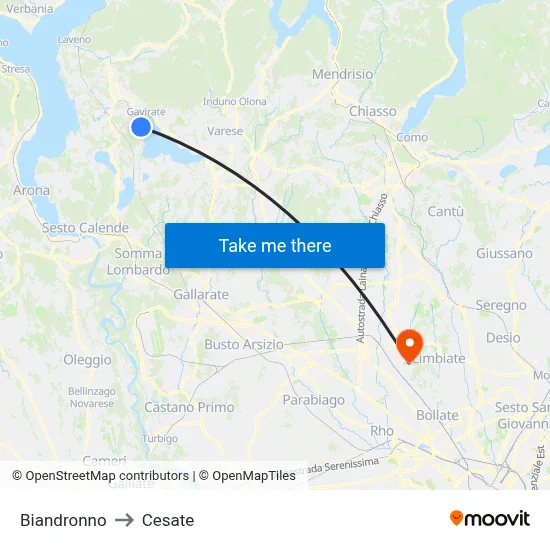 Biandronno to Cesate map
