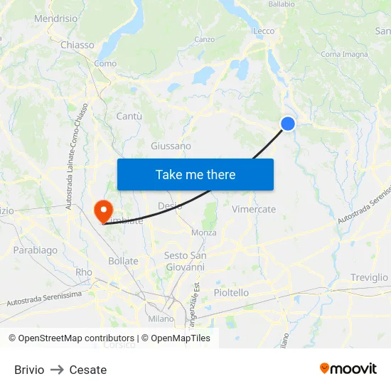 Brivio to Cesate map