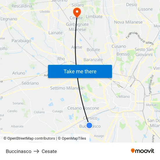 Buccinasco to Cesate map