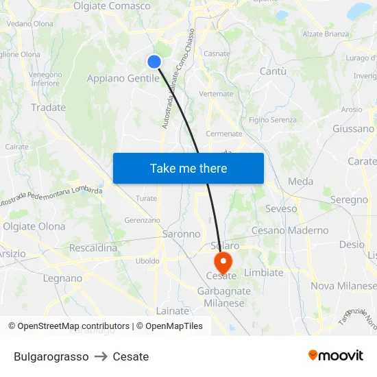 Bulgarograsso to Cesate map
