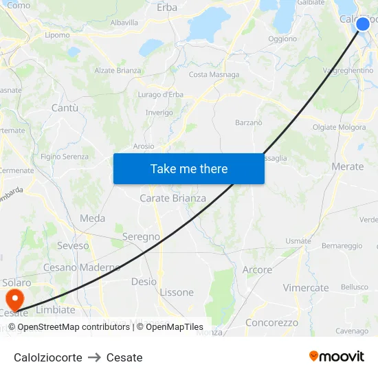 Calolziocorte to Cesate map