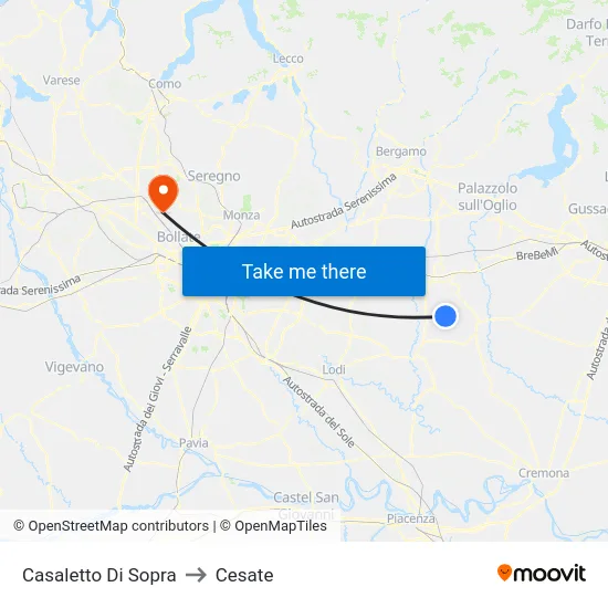 Casaletto di Sopra to Cesate map