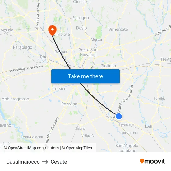 Casalmaiocco to Cesate map