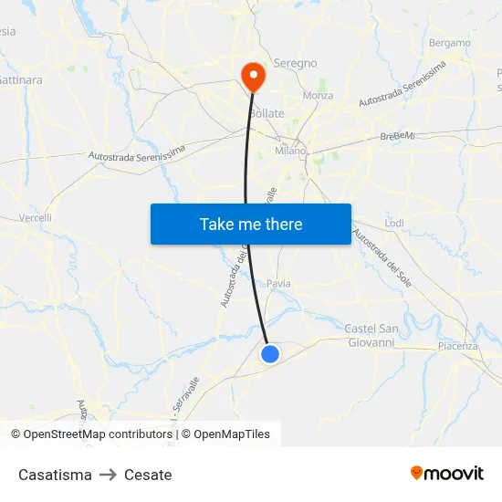 Casatisma to Cesate map