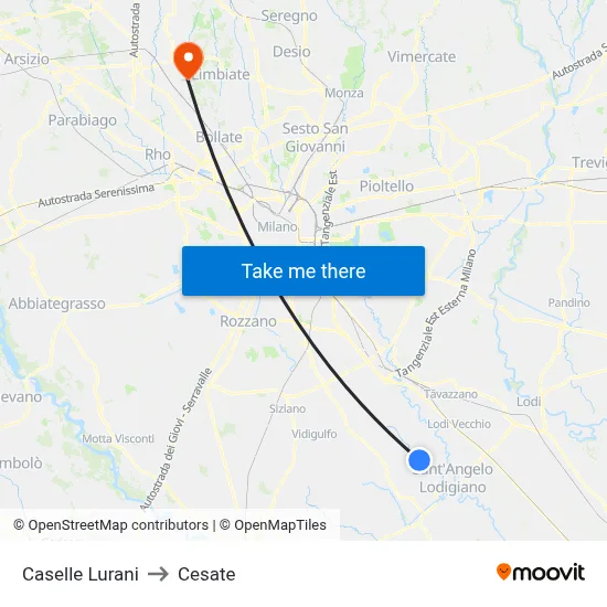 Caselle Lurani to Cesate map