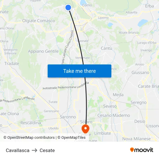 Cavallasca to Cesate map