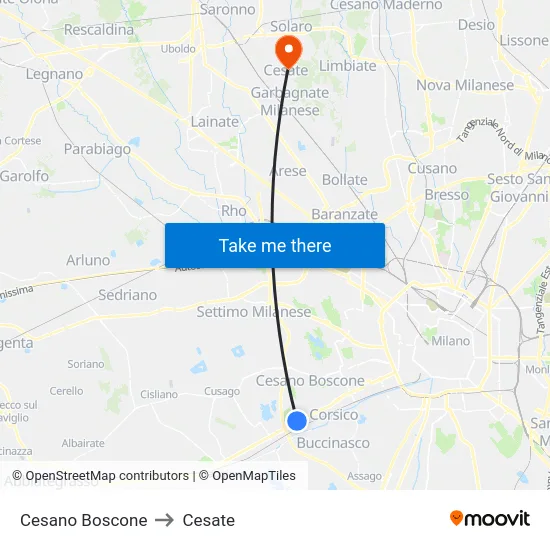 Cesano Boscone to Cesate map