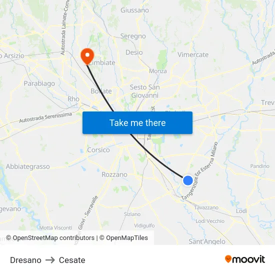 Dresano to Cesate map