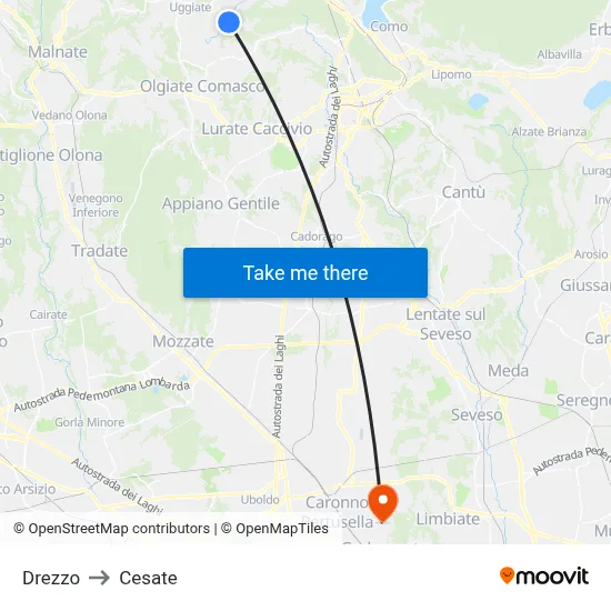 Drezzo to Cesate map