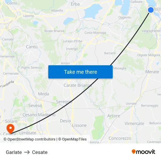 Garlate to Cesate map