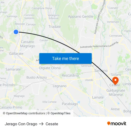 Jerago con Orago to Cesate map