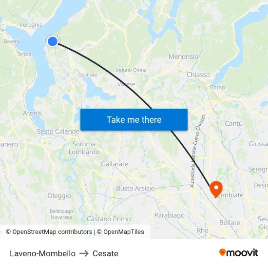 Laveno-Mombello to Cesate map