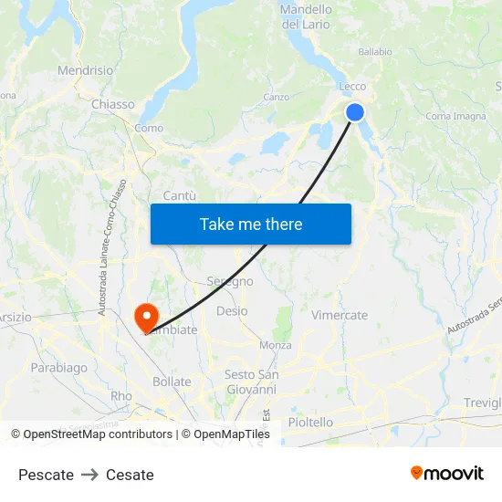 Pescate to Cesate map