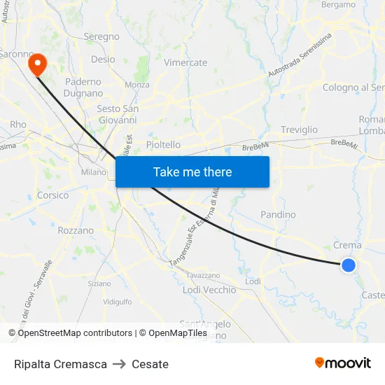 Ripalta Cremasca to Cesate map