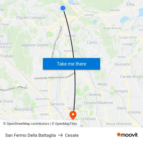 San Fermo Della Battaglia to Cesate map