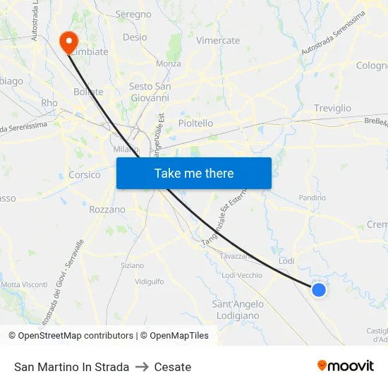 San Martino In Strada to Cesate map