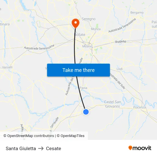 Santa Giuletta to Cesate map