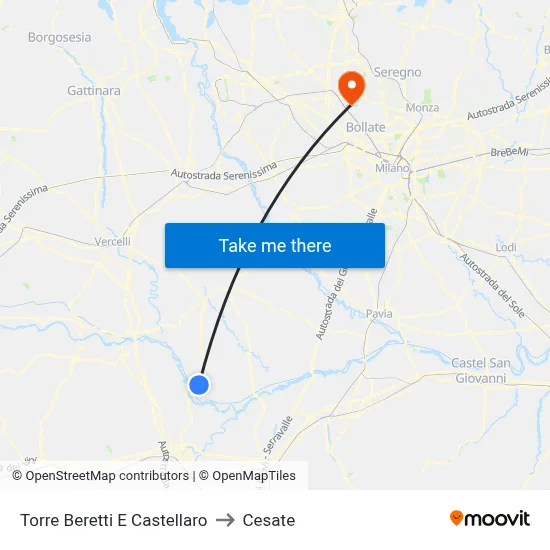 Torre Beretti e Castellaro to Cesate map