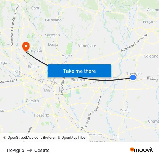 Treviglio to Cesate map