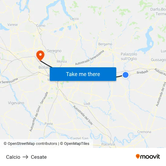 Soccer to Cesate map
