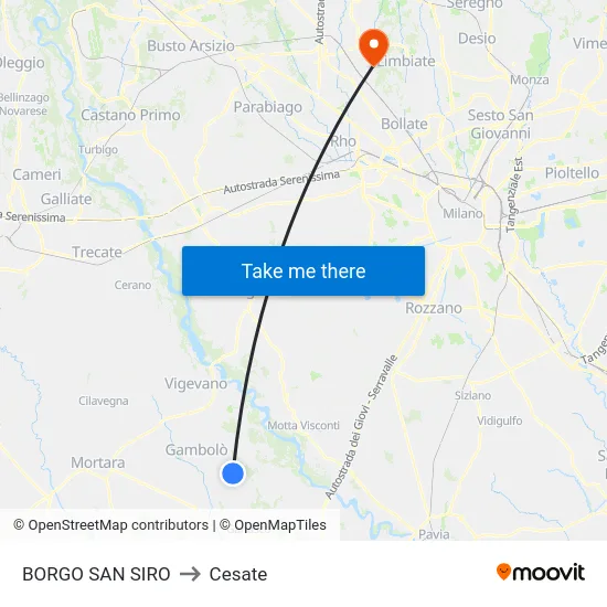 BORGO SAN SIRO to Cesate map